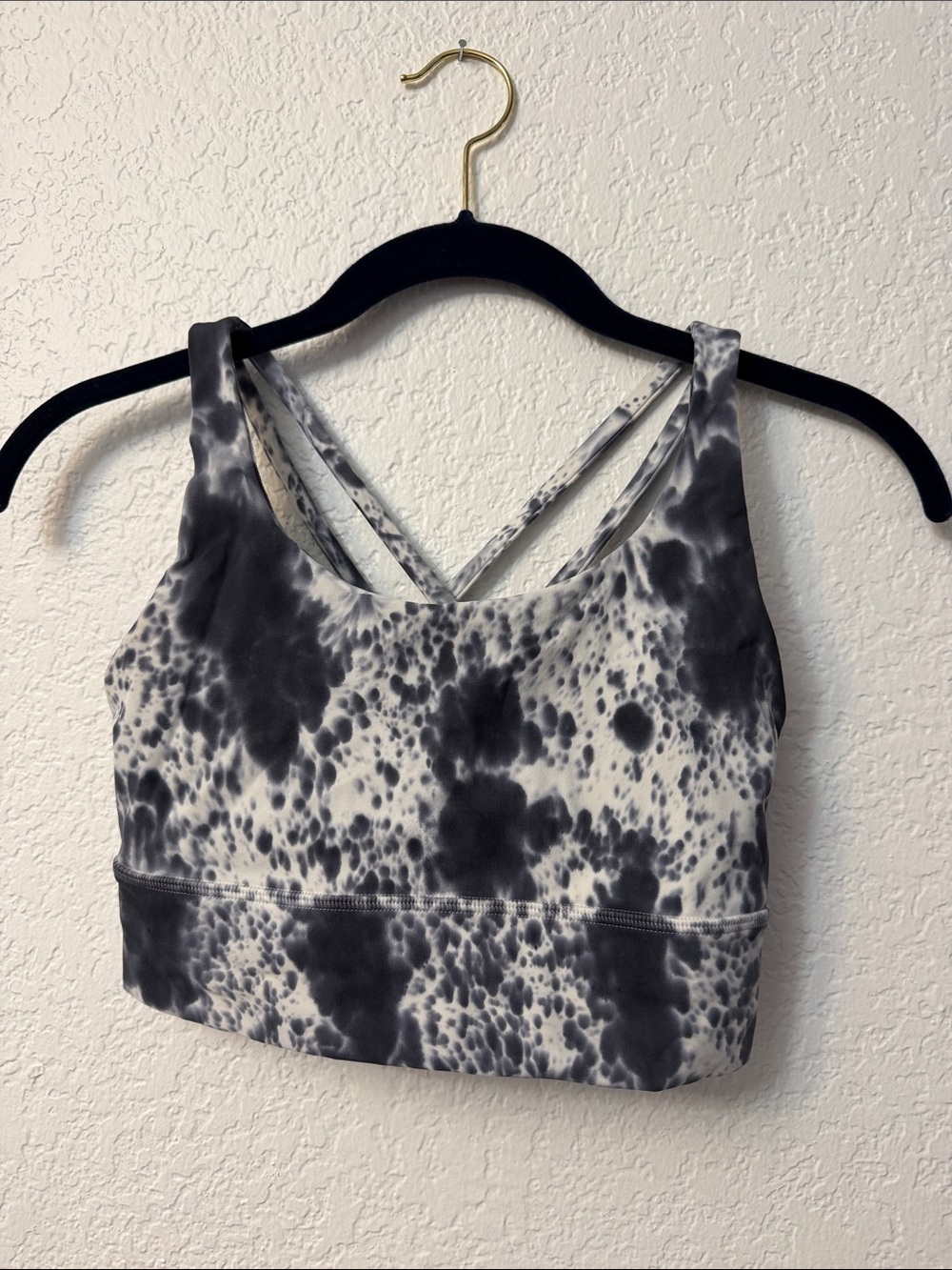 lululemon athletica Navy & White Tie-Dye Cropped Strappy Bodysuit Tank